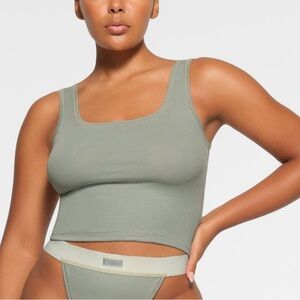 SKIMS Green Ribbed Tank